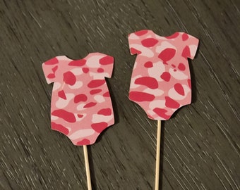 Onesie cupcake toppers, Onesie toppers, baby onesie toppers, Baby onesie cupcake toppers, Baby shower cupcake toppers, set of 12