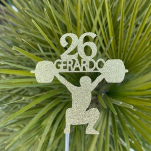 Weight training cake topper, weight trainer cake topper, trainer cake topper, gym cake topper, working out cake topper, weight lifting cake