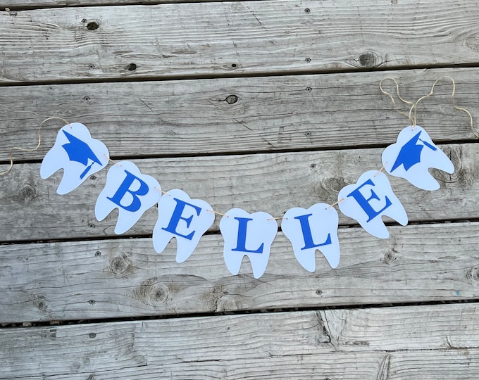 Tooth banner, Dental grad banner, Dentist banner, Tooth custom banner, first tooth banner, tooth shaped banner, Dental assistant banner