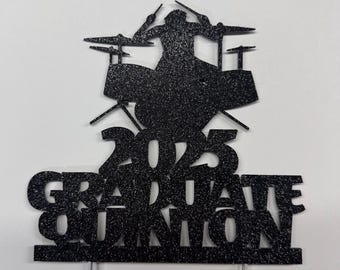 Graduate cake topper, graduation topper, drummer cake topper, drumming graduate cake topper, grad cake topper, drums topper