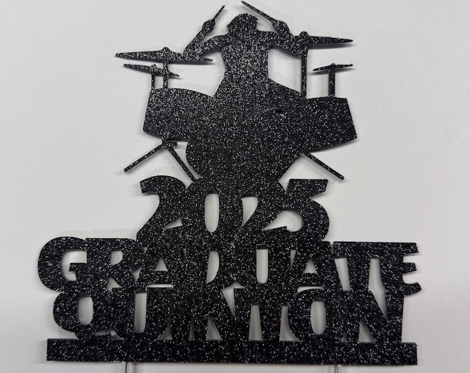Graduate cake topper, graduation topper, drummer cake topper, drumming graduate cake topper, grad cake topper, drums topper