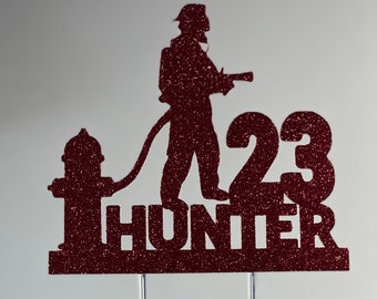 Fireman cake topper, fireman birthday cake topper, fire fighter cake topper, fire fighter cake topper, fire marshal, fireman topper, fire