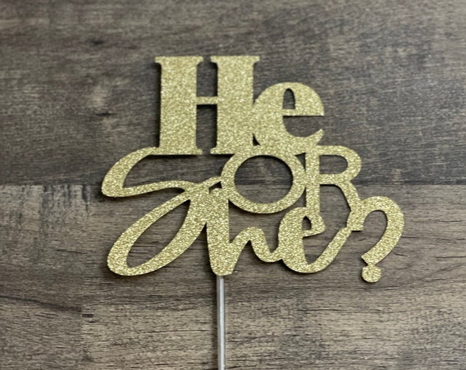 He or she cake topper, summer gender reveal cake topper, gender reveal cake topper, Boy or girl gender reveal cake topper