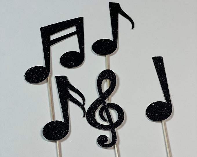 Music cupcake toppers, Musical cupcake toppers, music notes cupcake toppers, music toppers, music note toppers, set of 12