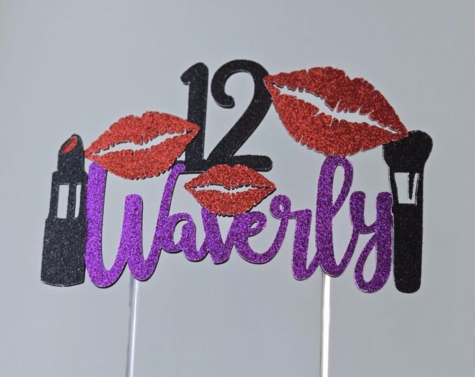 Makeup cake topper, makeup artist cake topper, makeup topper, makeup birthday cake topper, mua cake topper, lipstick cake topper