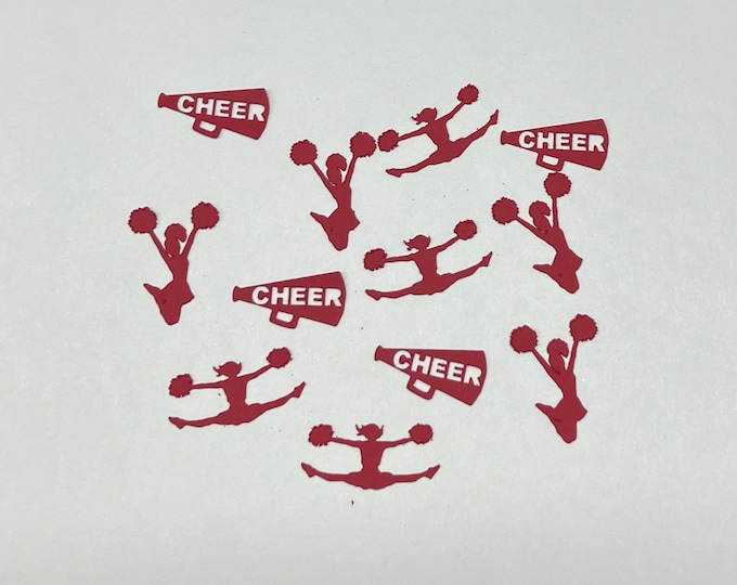 Cheerleader confetti, cheer confetti, cheerleader cutouts, cheerleader shapes, cheer cutouts, poms confetti, 75 pieces