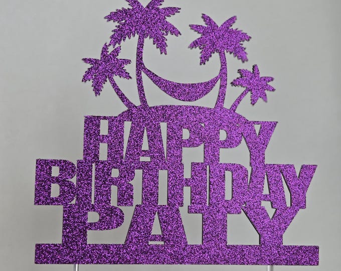 Beach Birthday Cake Topper: Palm Tree Vacation Theme