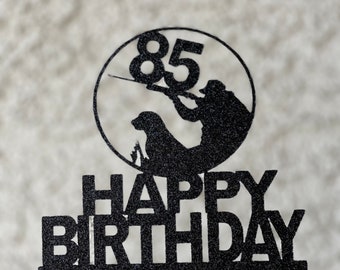 Hunting Birthday Cake Topper: Hunter & Dog Silhouette