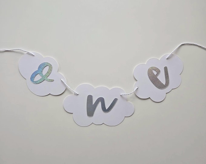 Cloud banner, clouds banner, little clouds banner, weather banner, custom banner, high chair banner, one banner, first birthday banner