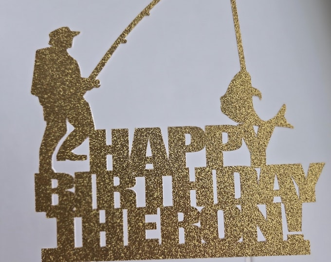 Fisherman Birthday Cake Topper: Fishing Theme Party Decor