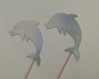 Dolphin Cupcake Toppers: Party Decorations, Confetti (Set of 12)