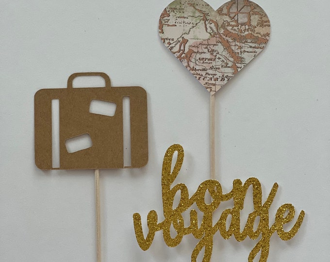 Travel cupcake toppers, traveling cupcake toppers, bon voyage cupcake toppers, goodbye cupcake toppers, travel the world cupcake toppers