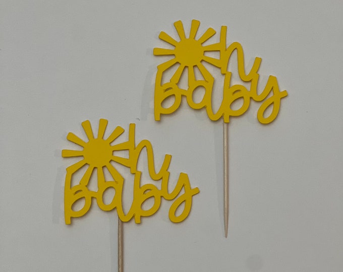 Baby shower cupcake toppers, oh baby cupcake toppers, sun baby toppers, sun baby shower toppers, sunshine cupcake toppers