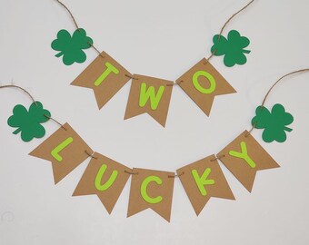 Two Lucky Banner – Shamrock Garland For Twins Birthday, St. Patrick’s Day, Or Baby Shower Decor
