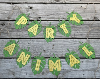 Jungle Leaf Banner: Safari Birthday Party Decor