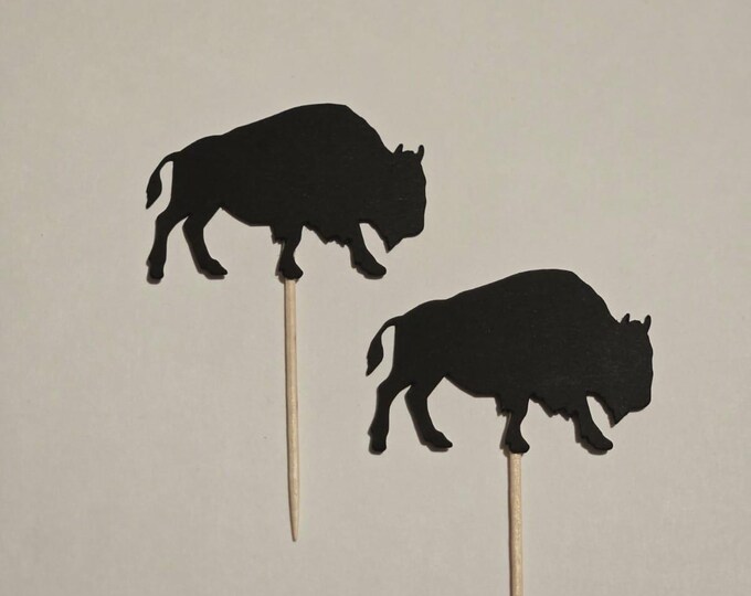 Bison cupcake toppers, Bison cake toppers, bison toppers, buffalo toppers, buffalo cake toppers, Buffalo cupcake toppers, buffalo confetti