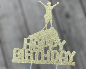 Rock Climbing Birthday Cake Topper: Customizable Colors