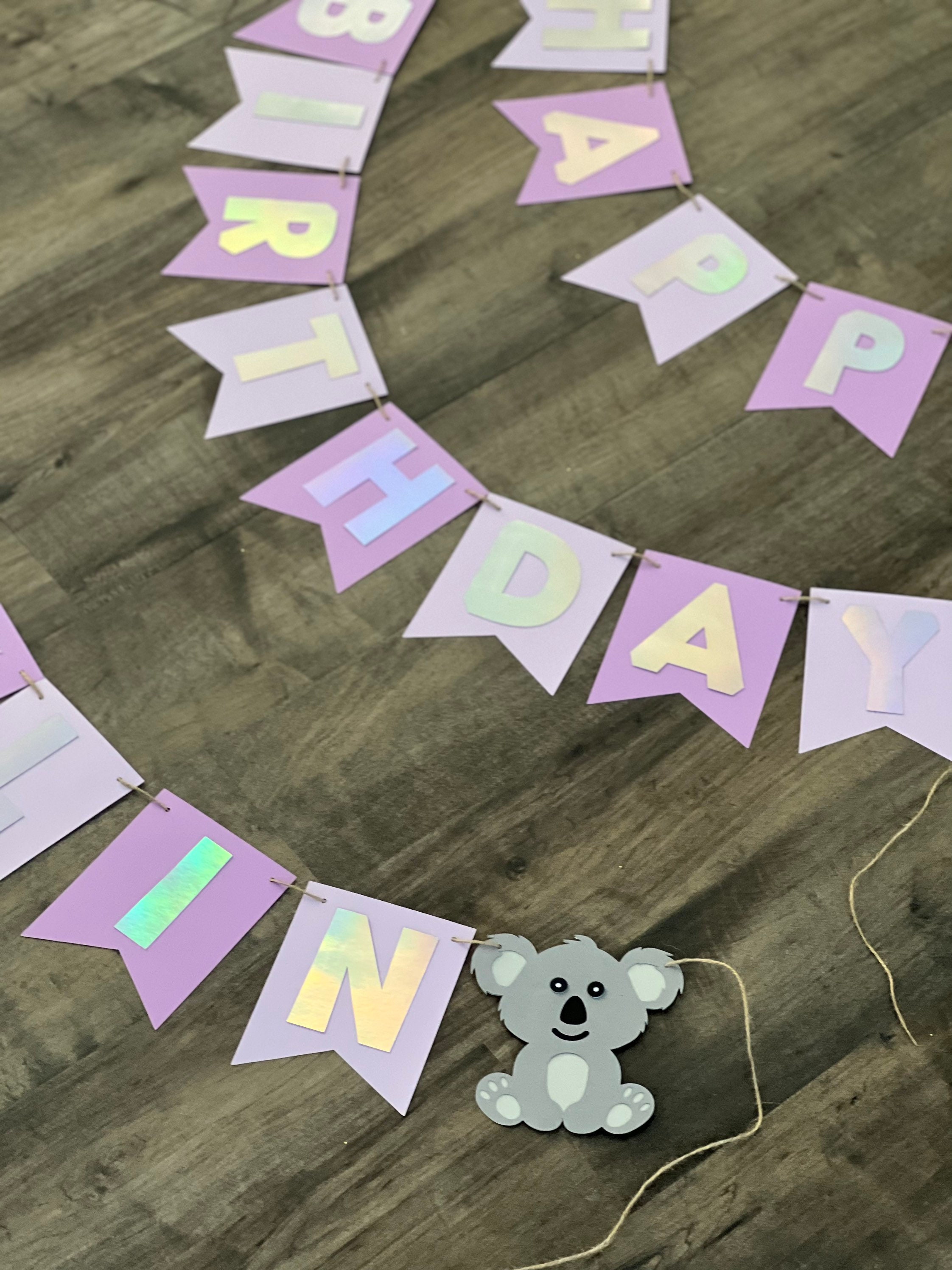 Koala Banner Koala Birthday Banner Purple Banner Etsy