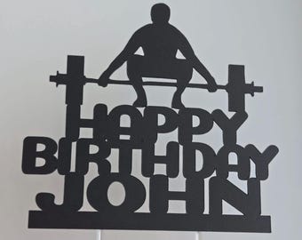 Weight training cake topper, Lifting weights cake topper, Lifting cake topper, muscular cake topper, Flexing cake topper, Gym cake topper