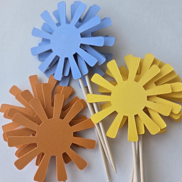 Adornos para cupcakes con forma de sol: decoraciones para baby shower, juego de 12
