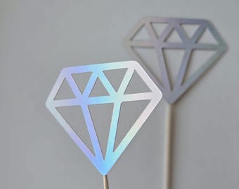 Diamond cupcake toppers, diamonds cupcake toppers, diamond toppers, diamond topper, diamond party decorations, holographic cupcake toppers