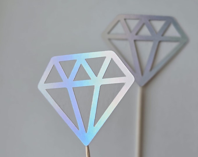 Diamond cupcake toppers, diamonds cupcake toppers, diamond toppers, diamond topper, diamond party decorations, holographic cupcake toppers