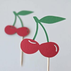 Cherry cupcake toppers, Cherry toppers, cherries cupcake toppers, sweet one cupcake toppers, set of 12
