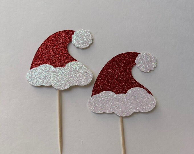 Christmas cupcake toppers, Santa cupcake toppers, Santa clause cupcake toppers, Santa hat cupcake toppers, Santa toppers, Christmas toppers