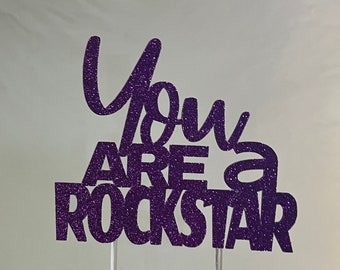Rockstar Cake Topper: Glitter Cardstock Party Decoration