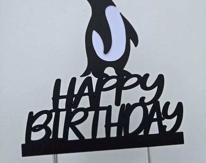 Penguin Birthday Cake Topper: Custom Color Party Decor