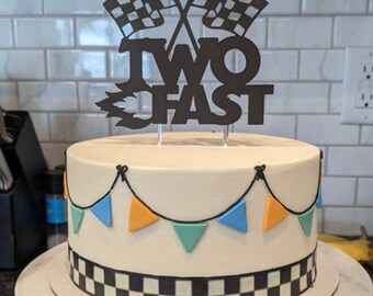 Two Fast Cake Topper: Race Car 2nd Birthday Party Decor