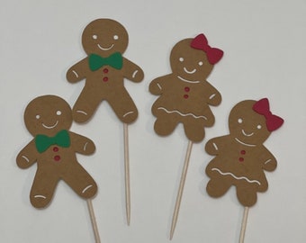 Christmas gender reveal cupcake toppers, gender reveal cupcake toppers, gingerbread cupcake toppers, gender reveal toppers, set of 12