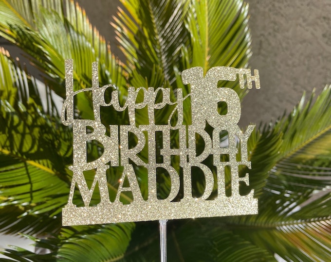 16th birthday cake topper, custom birthday cake topper, sweet 16 cake topper, personalized cake topper, custom cake topper, personal topper