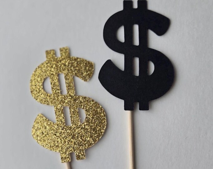Dollar sign cupcake toppers, dollar cupcake toppers, money cupcake toppers, dollar sign toppers, dollar sign cake toppers, dollar sign