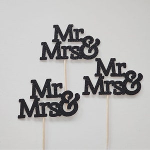 Wedding cupcake toppers, mr and mrs cupcake toppers, married cucpake toppers, wedding toppers, set of 12