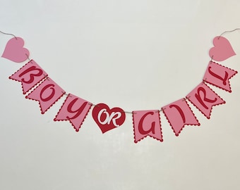 Valentines Gender Reveal Banner: Pink or Blue, Boy or Girl
