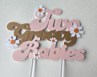 Groovy baby cake topper, daisy baby shower cake topper, twins cake topper, twins baby shower cake topper , groovy baby cake topper