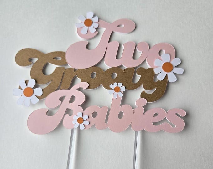 Groovy baby cake topper, daisy baby shower cake topper, twins cake topper, twins baby shower cake topper , groovy baby cake topper