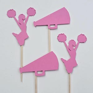 Cheerleader cupcake toppers, Cheerleading cupcake toppers, Cheer topper, Cheer cupcake toppers, poms cupcake toppers, Poms toppers,set of 12