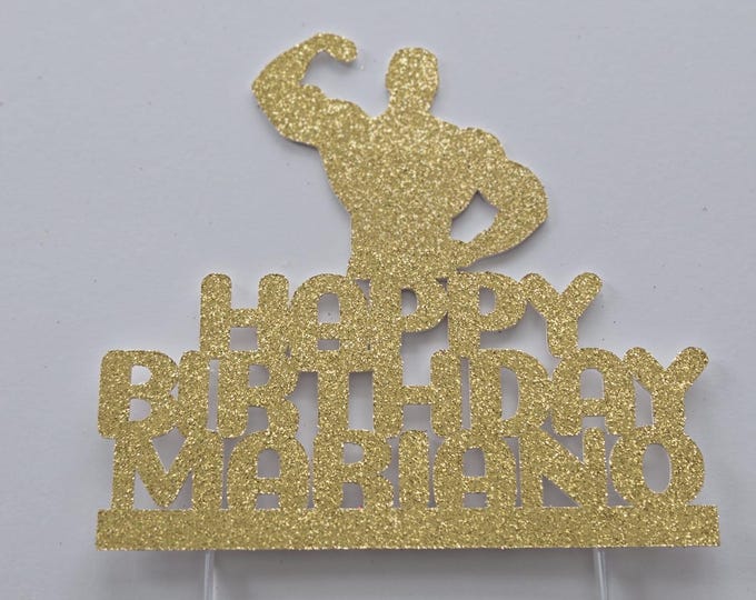 Body builder cake topper, Body building cake topper, Flexing cake topper, Body builder birthday cake topper, Muscular man cake topper