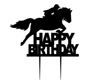 Horse cake topper, horse birthday topper, woman and horse cake topper, horse lover cake topper, horse riding cake topper
