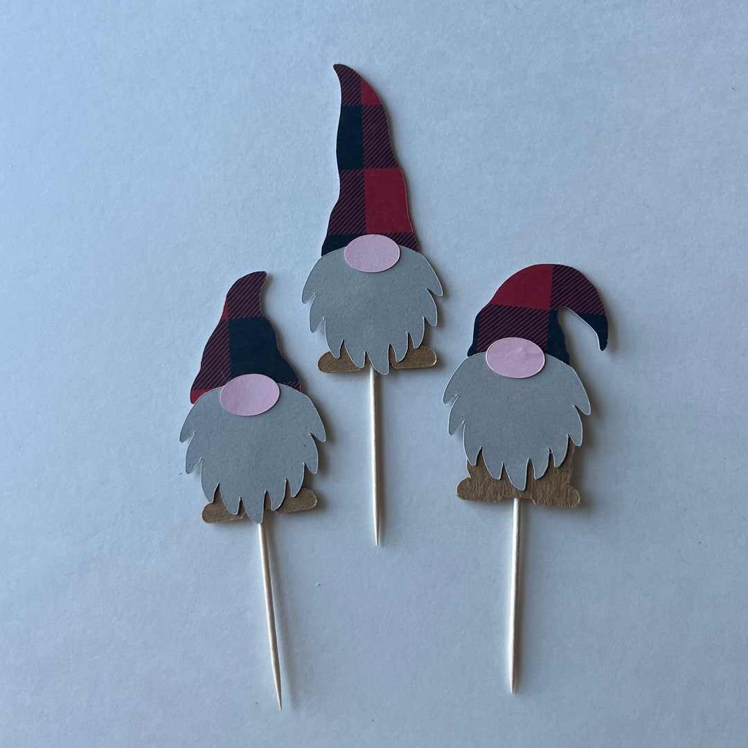 Gnome Cupcake Toppers, Gnome Toppers, Christmas Cupcake Toppers