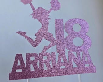 Cheerleader Birthday Cake Topper: Personalized Poms Decoration