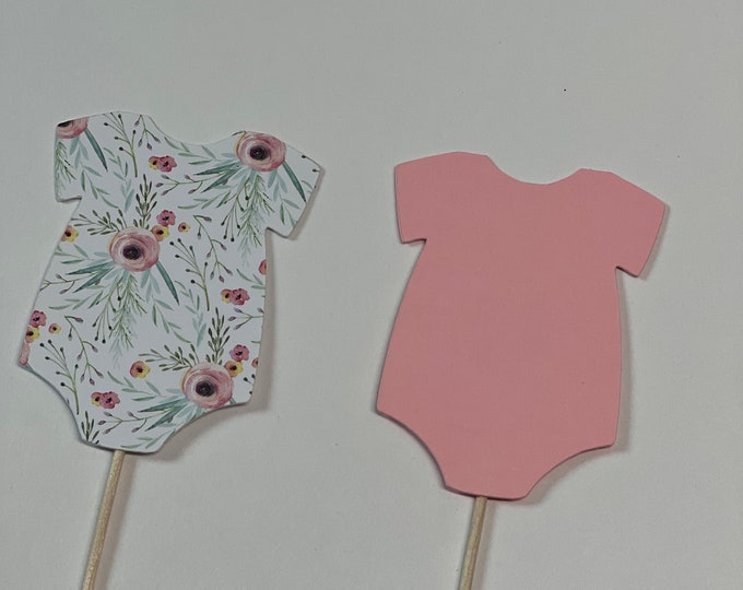 Onesie cupcake toppers, Onesie toppers, baby onesie toppers, Baby onesie cupcake toppers, Baby shower cupcake toppers, baby girl toppers