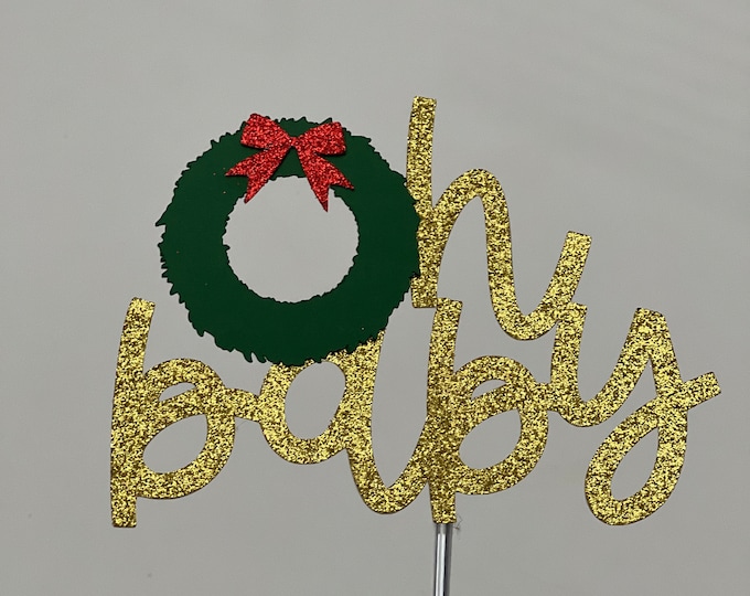Christmas cake topper, xmas cake topper, Santa cake topper, Christmas baby cake topper, Christmas baby shower cake topper, oh baby topper