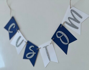 White and blue banner, blue ombré banner, navy blue banner, blue custom banner, ombré blue birthday banner, blue banner, blue shade banner