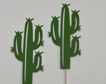 Cactus cupcake toppers, Cactus flower cupcake toppers, Cactus toppers, Cactus cake toppers, Cactus party decorations, set of 12