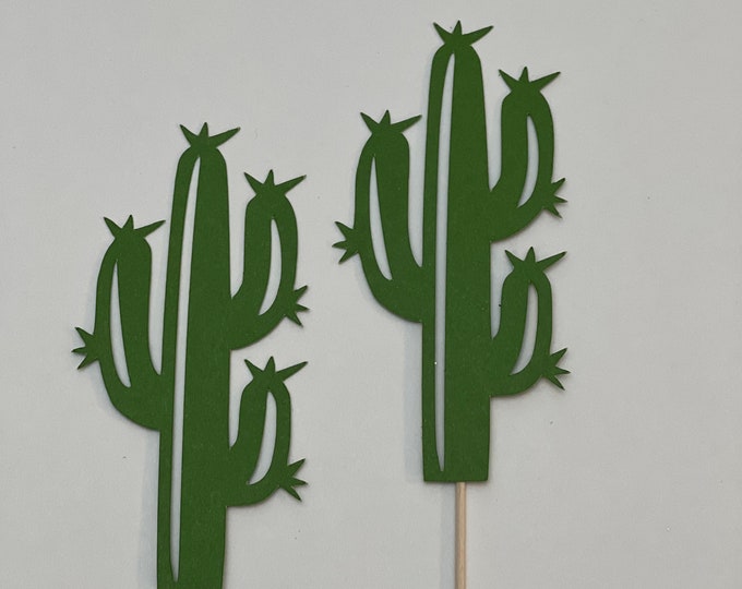 Cactus cupcake toppers, Cactus flower cupcake toppers, Cactus toppers, Cactus cake toppers, Cactus party decorations, set of 12
