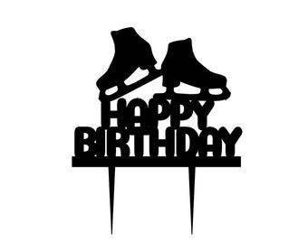 Ice Skating Birthday Cake Topper: Custom Colors Available