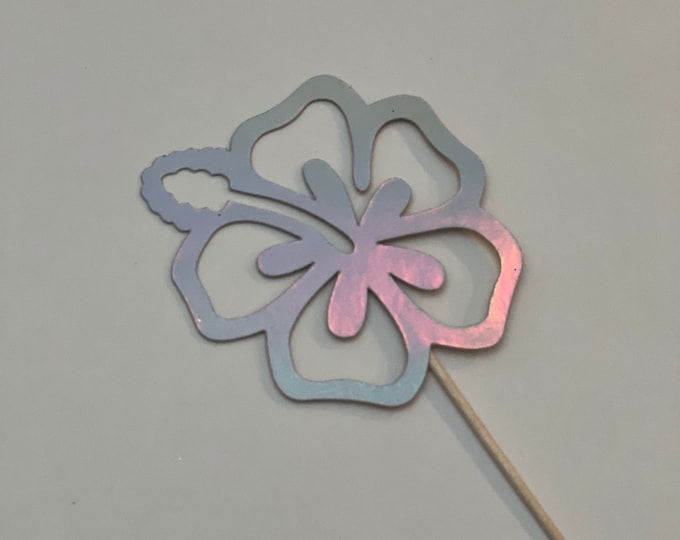 Hibiscus cupcake toppers, Tropical cupcake toppers, Hibiscus flower toppers, Island party decorations, luau cupcake toppers, hibiscus toppe